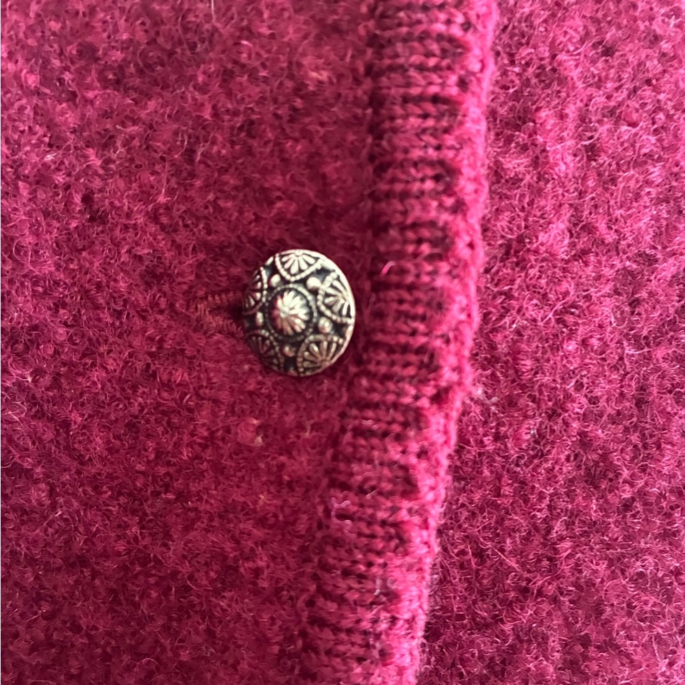 Vintage Tally-Ho 100% Wool Cranberry Red Knit Jacket Cardigan Sz 6 - Picture 4 of 6